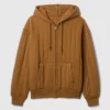 Waffle-Lined Quilted Zip Hoodie