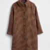 Wool-Blend Oversized Houndstooth Car Coat