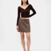 Wool-Blend Pleated Mini Skort