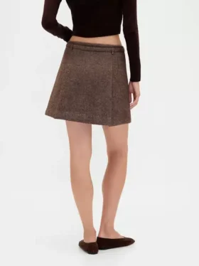 Wool-Blend Pleated Mini Skort