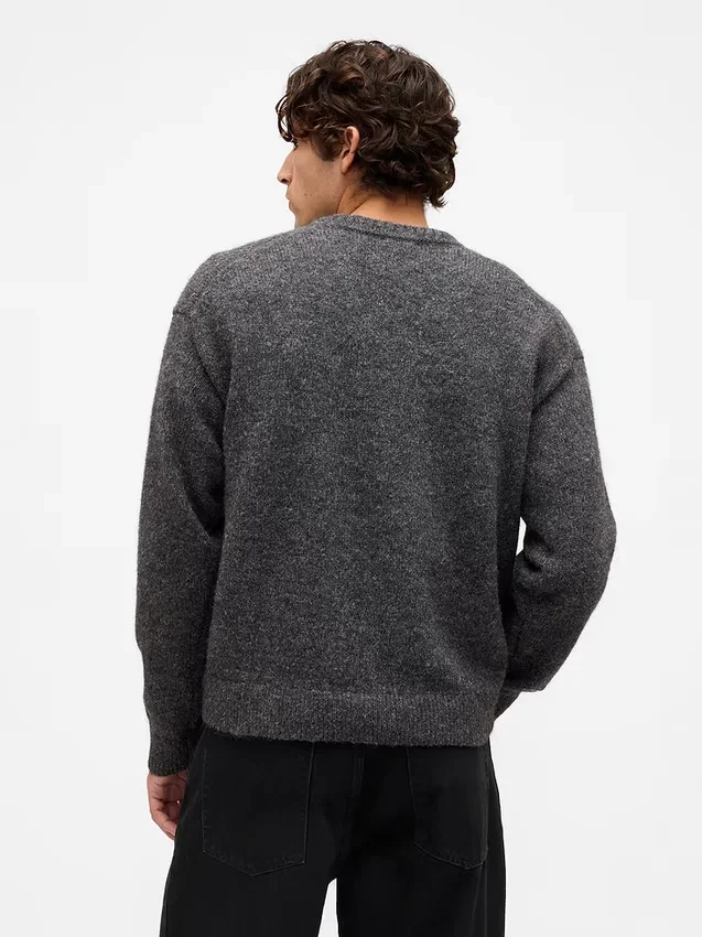 Wool-Blend Relaxed Argyle Sweater