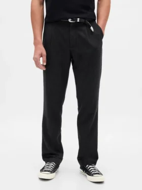 Wool-Blend Relaxed Straight Trousers