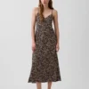 Zebra Print Midi Slip Dress