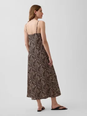 Zebra Print Midi Slip Dress